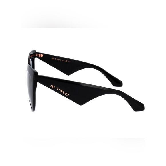 New Etro ETRO0003/S 0807IR Black Cat-Eye Sunglasses with Gold Logo Authentic main image 7